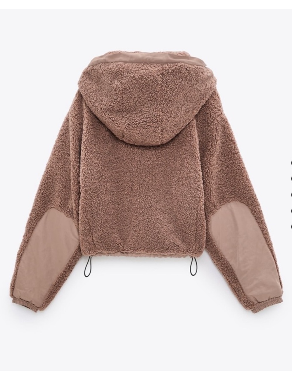 ZARA Sherpa Contrast Hooded Bomber Jacket size Medium Teddy - Picture 4 of 10